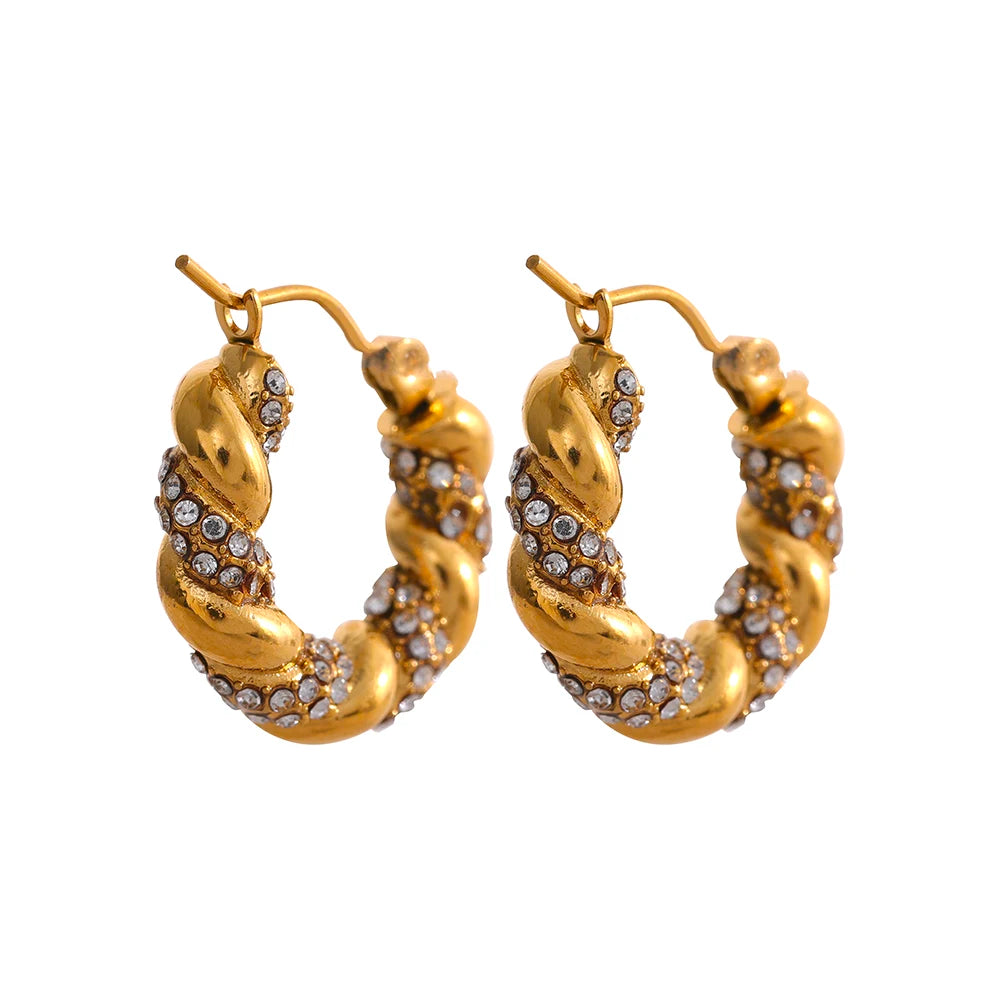 Luxe Twist Gold Hoop Earrings
