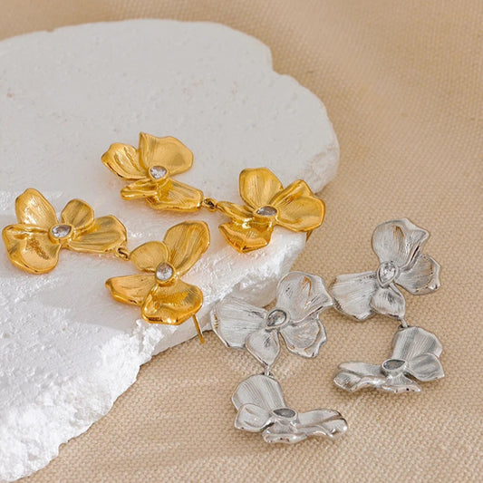 Vivid Bloom Ribbon Dangles Earrings