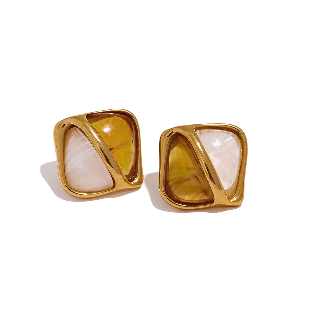 Caramel Haze Square Earrings