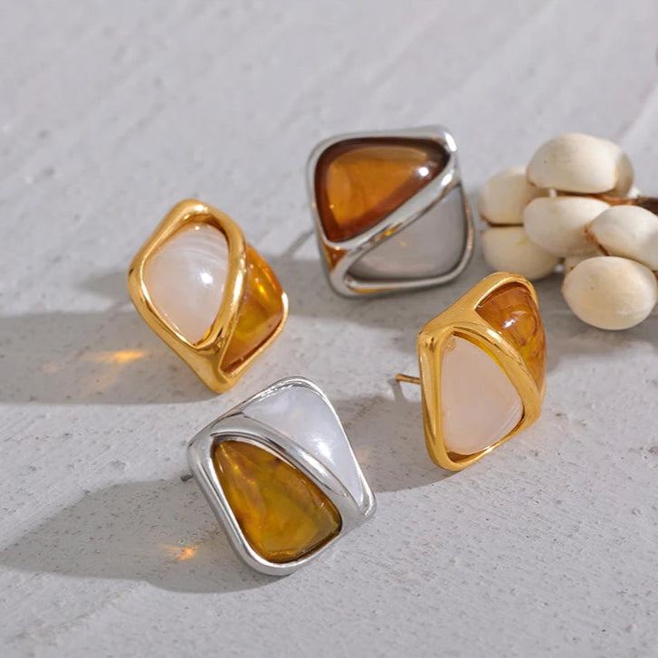 Caramel Haze Square Earrings