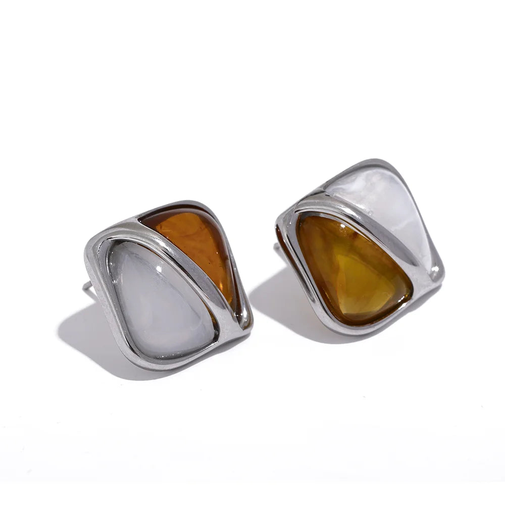 Caramel Haze Square Earrings