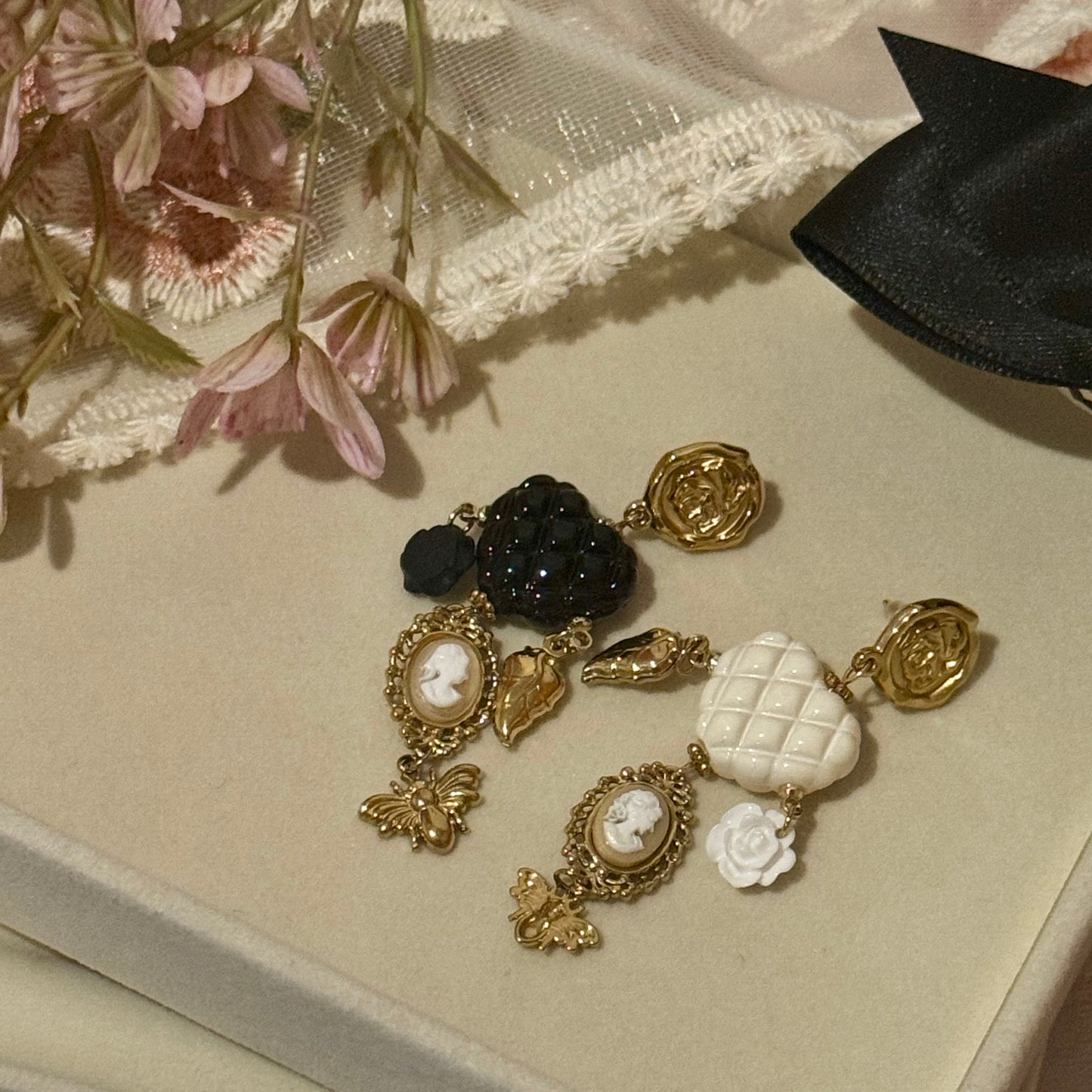 Velvet Heart Victorian Charm Earrings