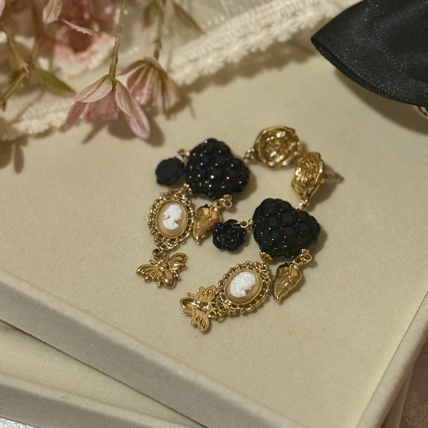 Velvet Heart Victorian Charm Earrings