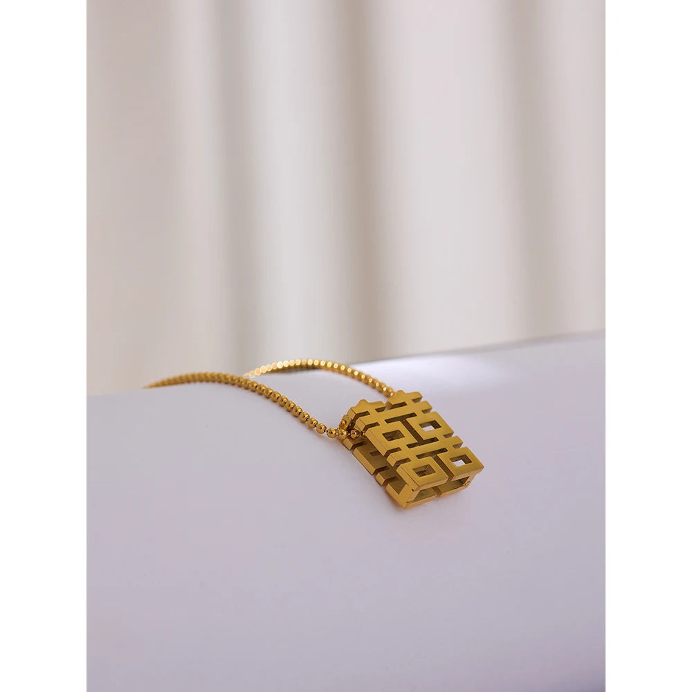 "Happiness" Chinese Character Pendant Necklace