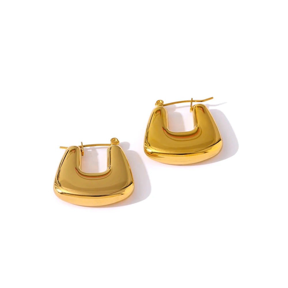 Bold Geometric Textured Gold Statement Earrings