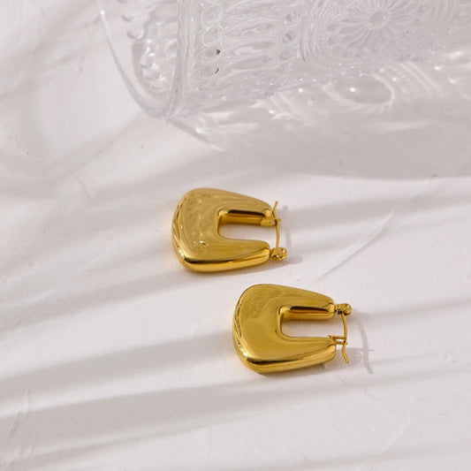 Bold Geometric Textured Gold Statement Earrings