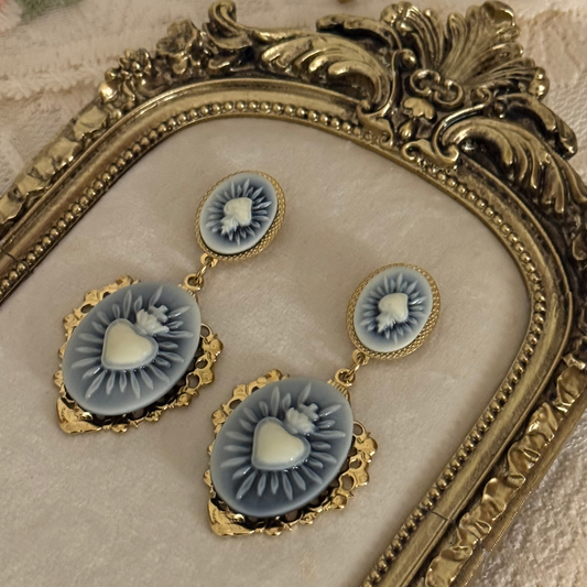 Victorian Rosette Heart Palais Earrings