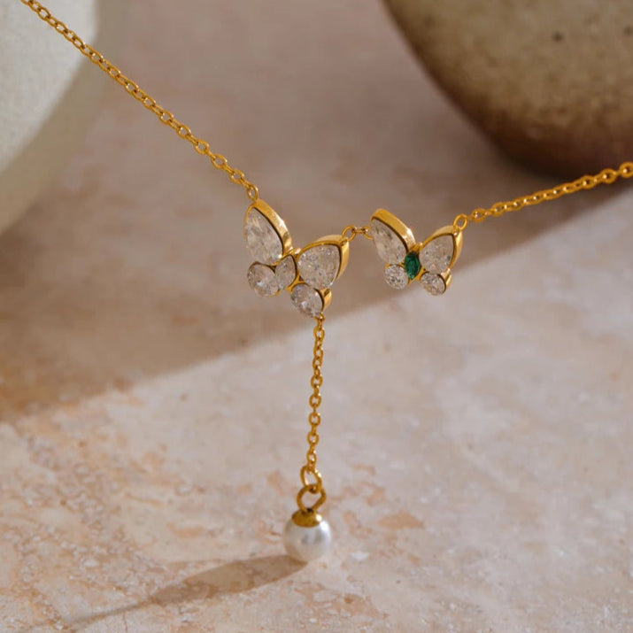 Butterfly Drop Chain Golden Necklace