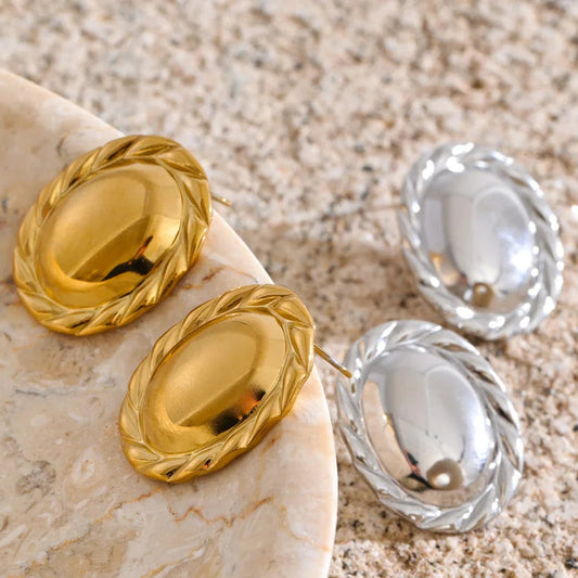 Golden Rosette Spiral Earrings