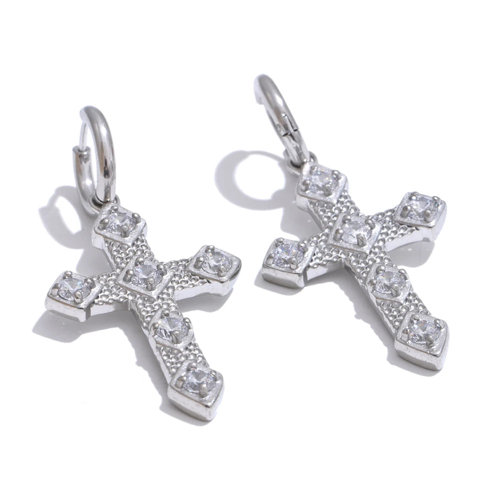 Divine Cross Hoop Earrings