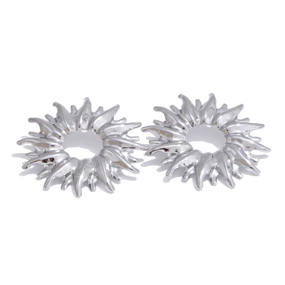 Sun Flower Hollow Stud Earrings