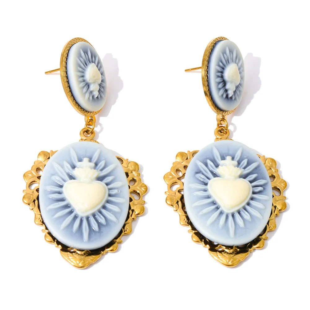 Victorian Rosette Heart Palais Earrings