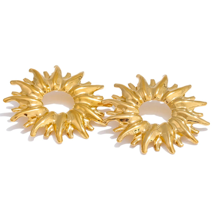 Sun Flower Hollow Stud Earrings