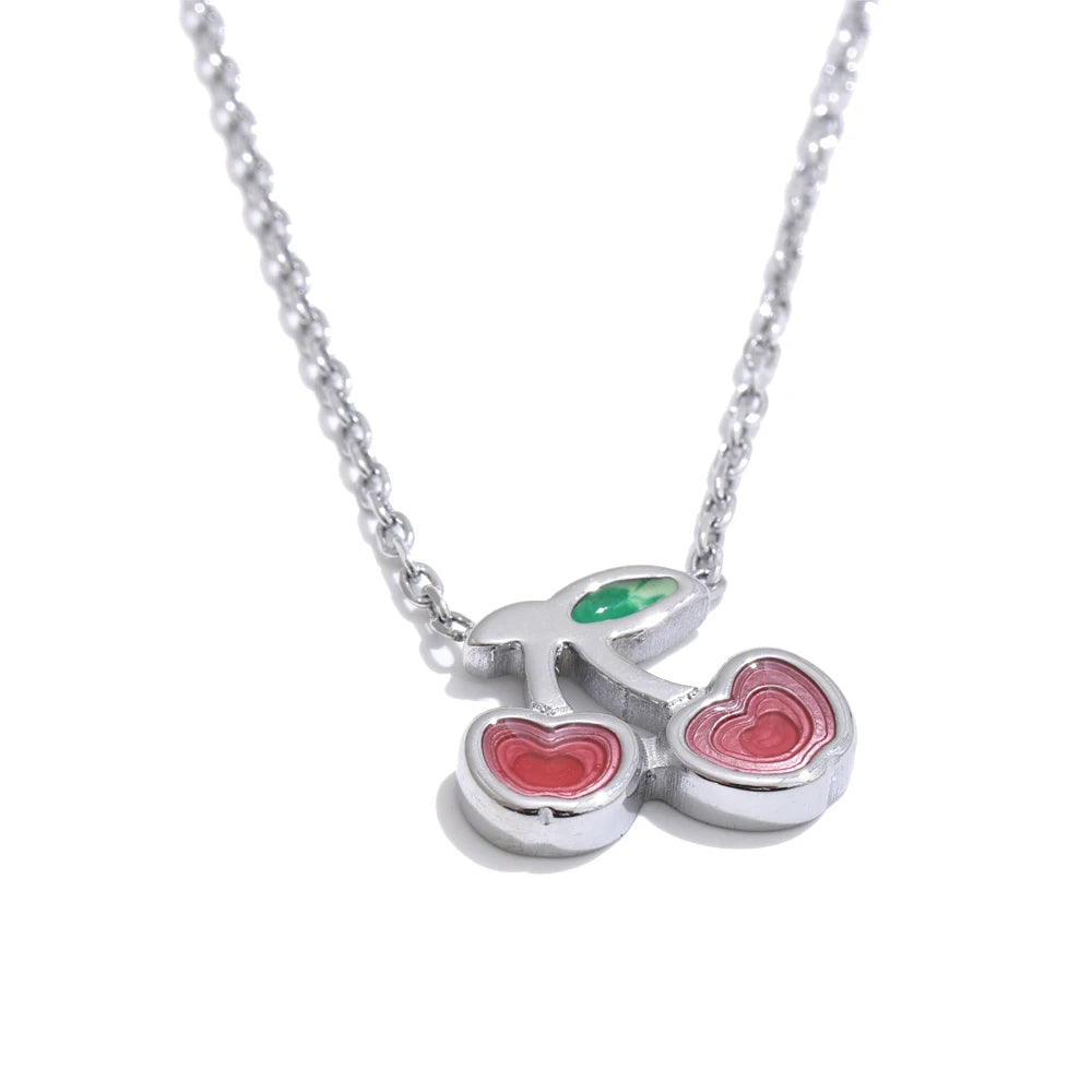 Cherry Pendant Necklace Earrings Set