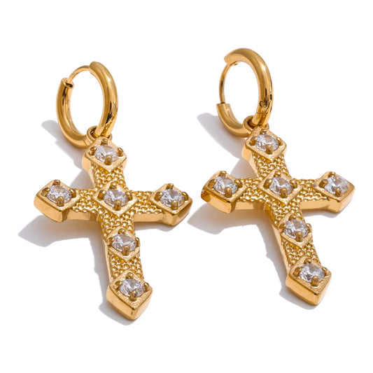 Divine Cross Hoop Earrings