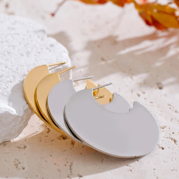 Smooth Stainless Steel C-Shape Unusual Earrings