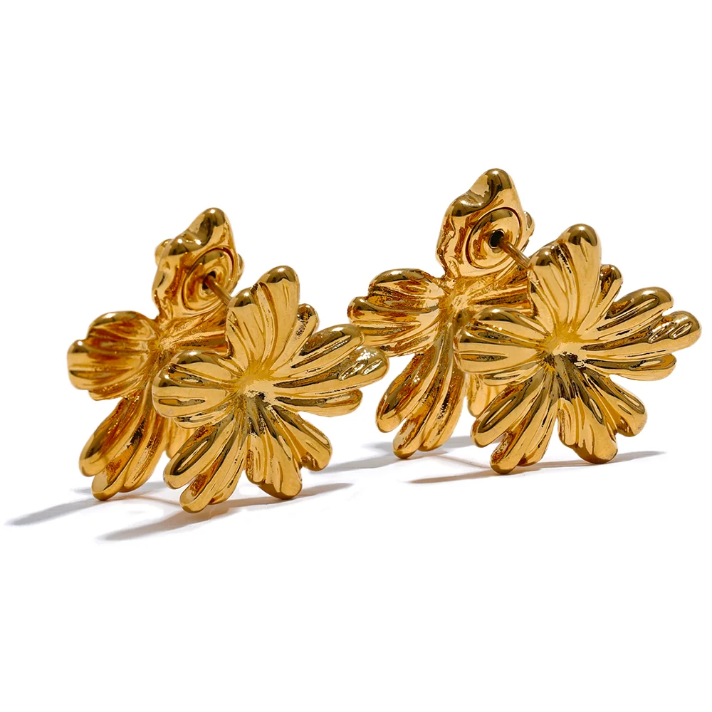 Kerria Japonica Flower Golden Earrings
