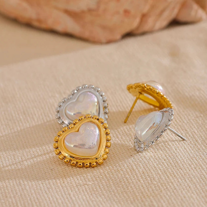 Exquisite Imitation Pearl Heart Love Daily Stud Earrings