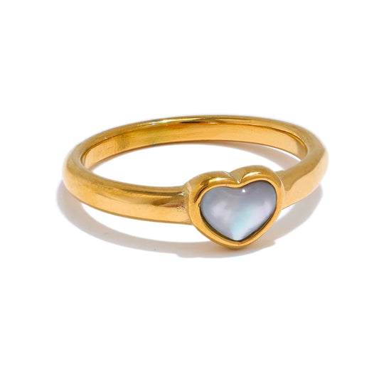 Shell Stone Chic Heart Love Ring