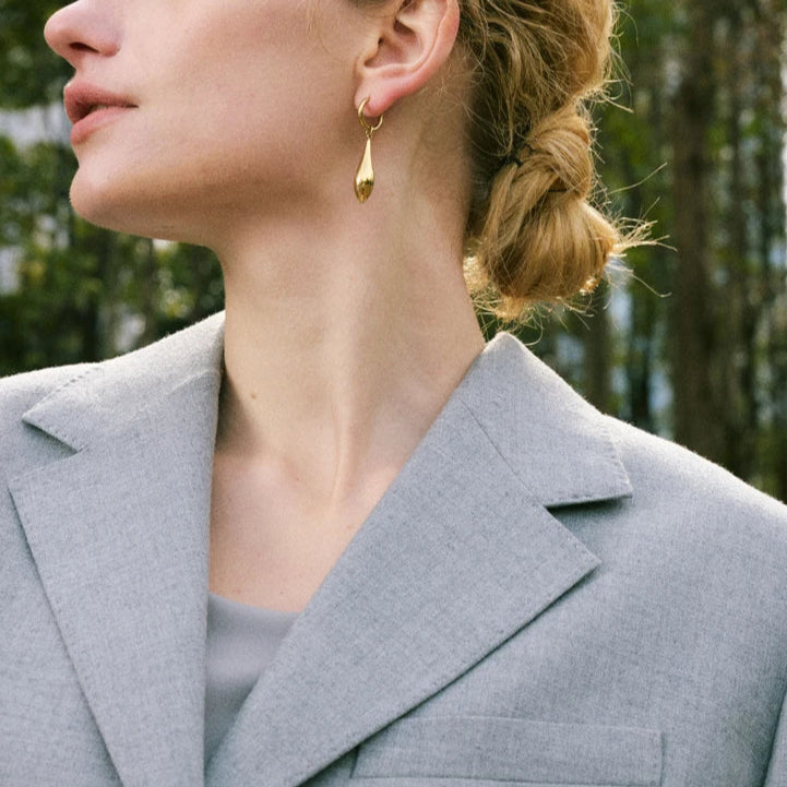 Glossy Water Drop Dangle Hoop Earrings