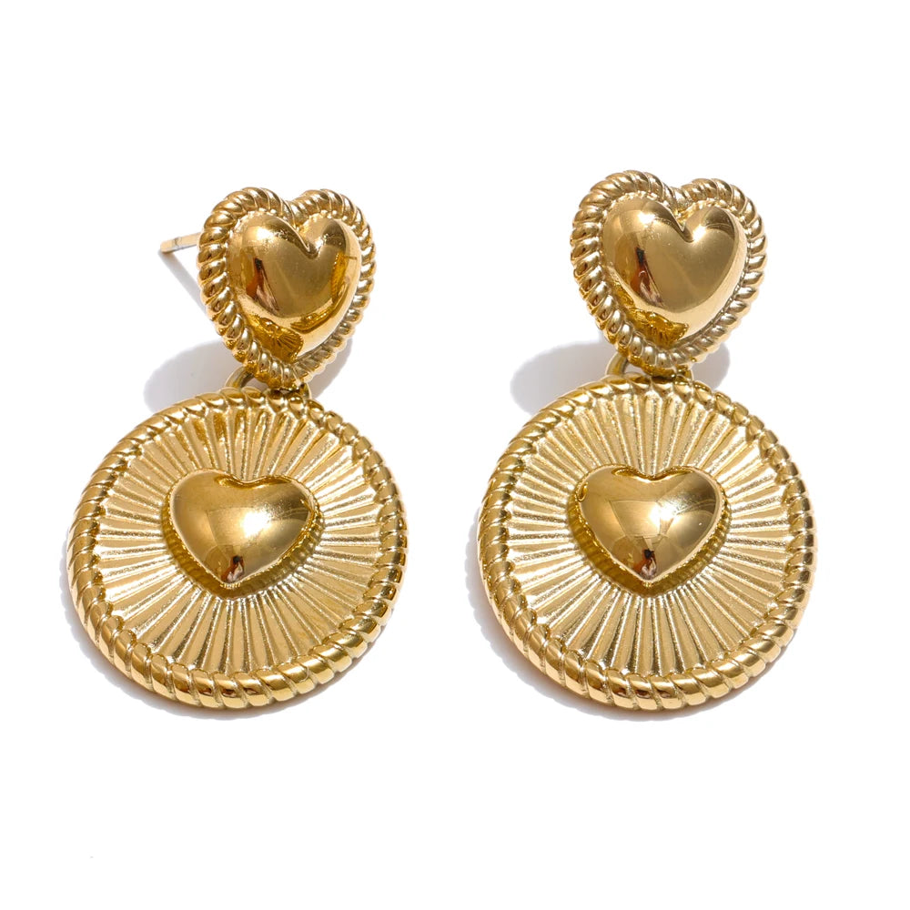 Striped Heart Love Drop Earrings