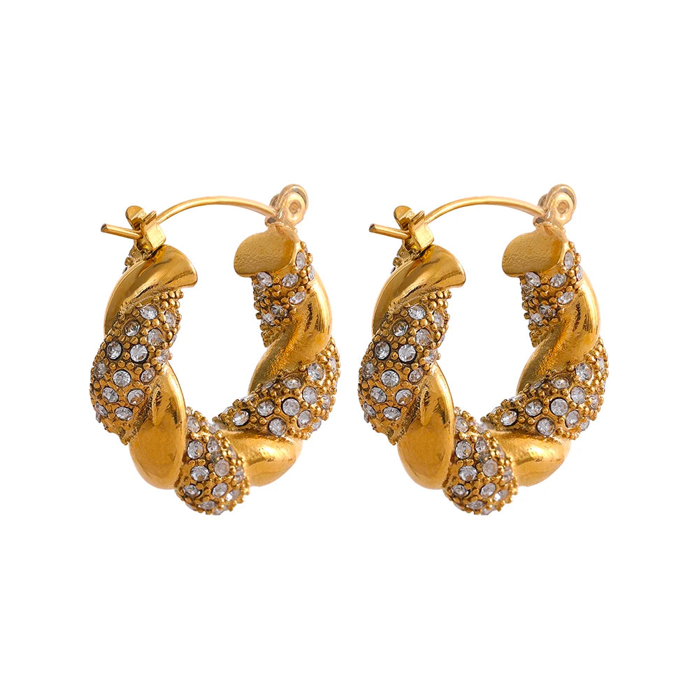 Luxe Twist Gold Hoop Earrings