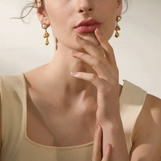 Vintage Bellflower Flower Drop Earrings