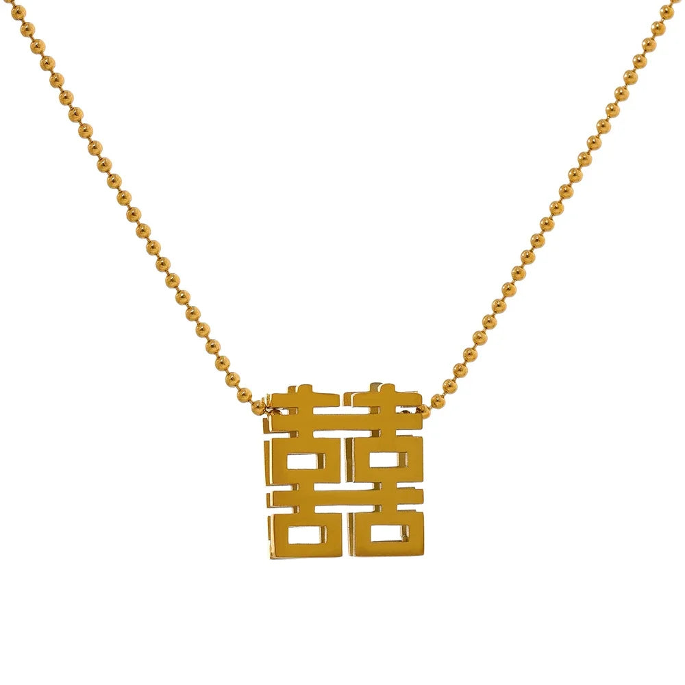 "Happiness" Chinese Character Pendant Necklace