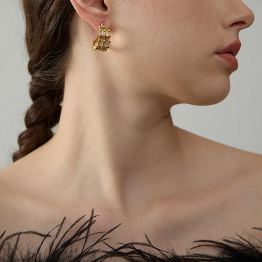 Geometric Edge C Earrings