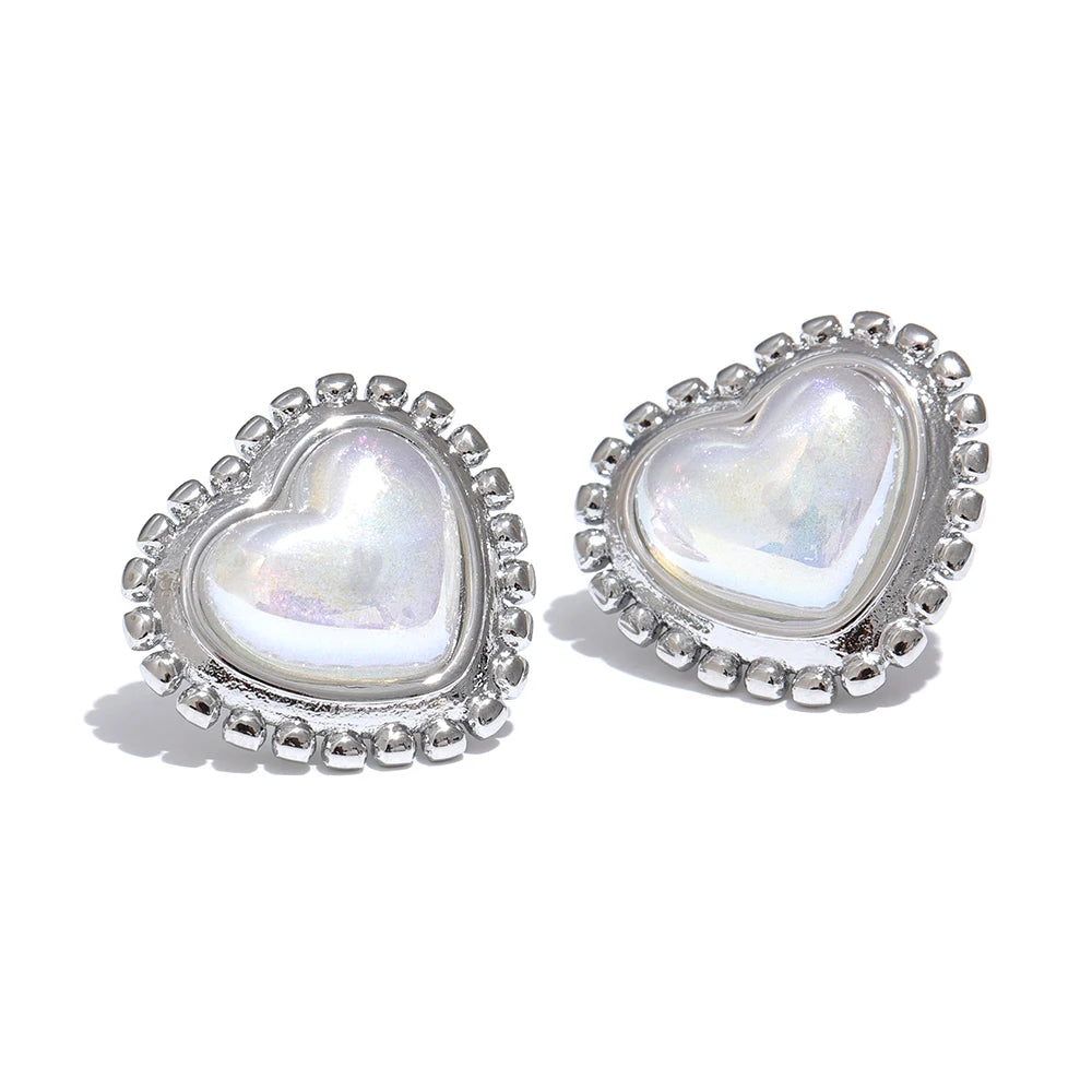 Exquisite Imitation Pearl Heart Love Daily Stud Earrings