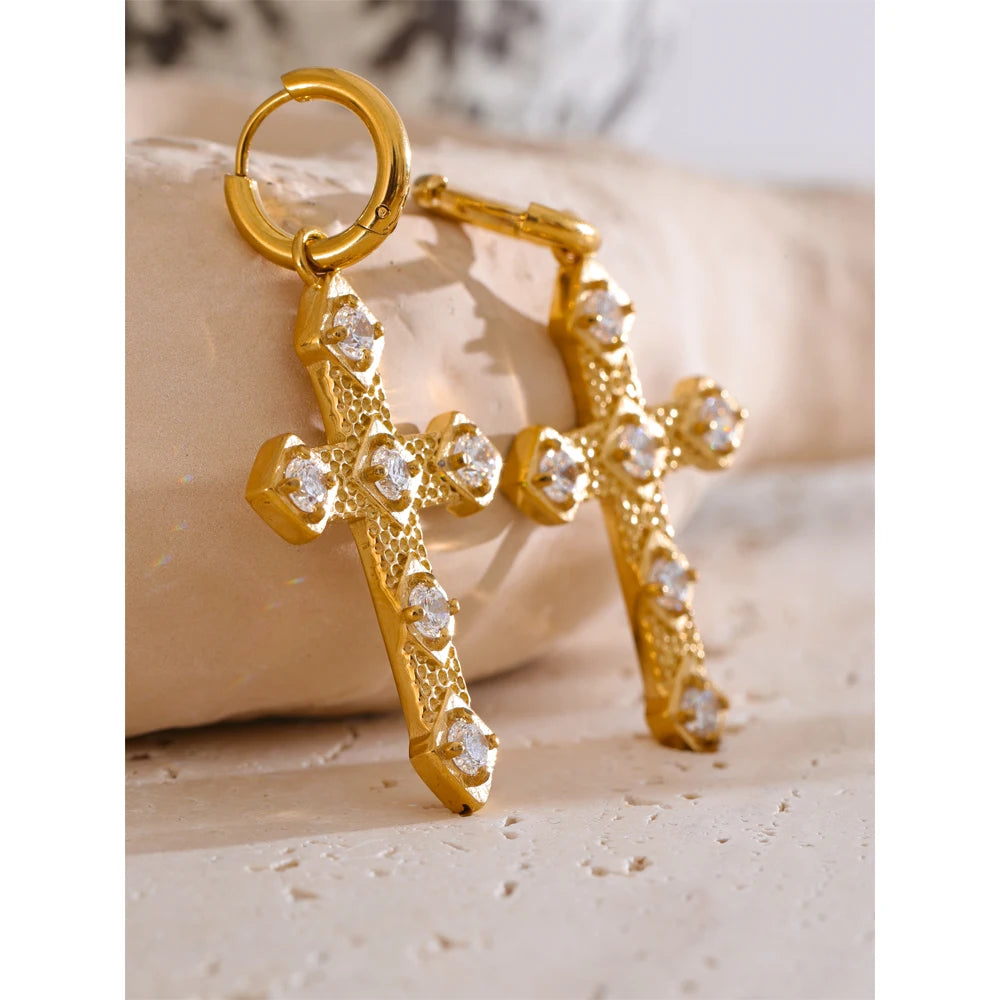 Divine Cross Hoop Earrings