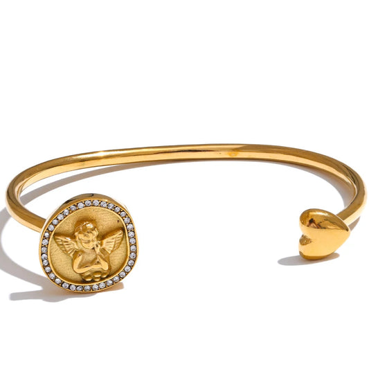 Angel Heart Open Bracelet Bangle