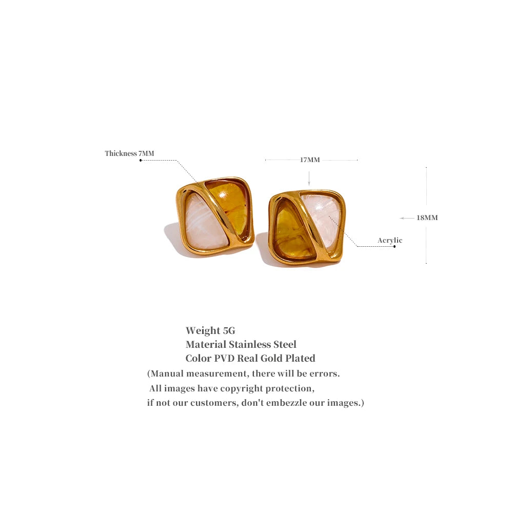 Caramel Haze Square Earrings