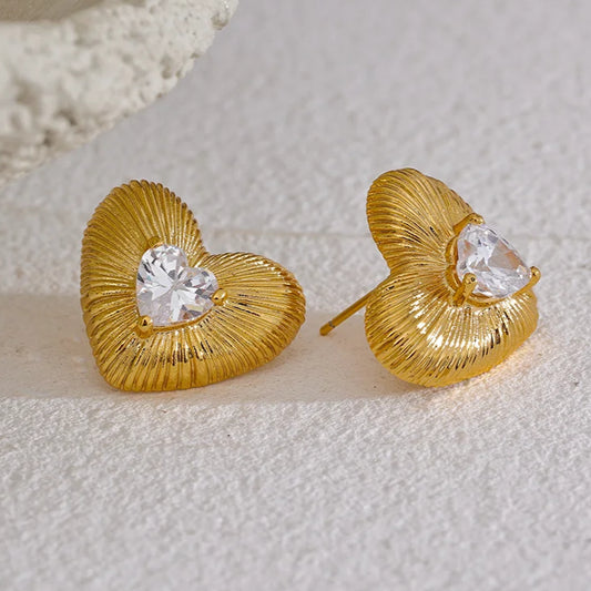 Delicate Heart Stud Earrings