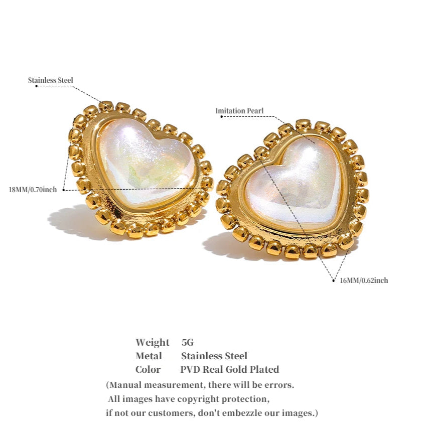 Exquisite Imitation Pearl Heart Love Daily Stud Earrings