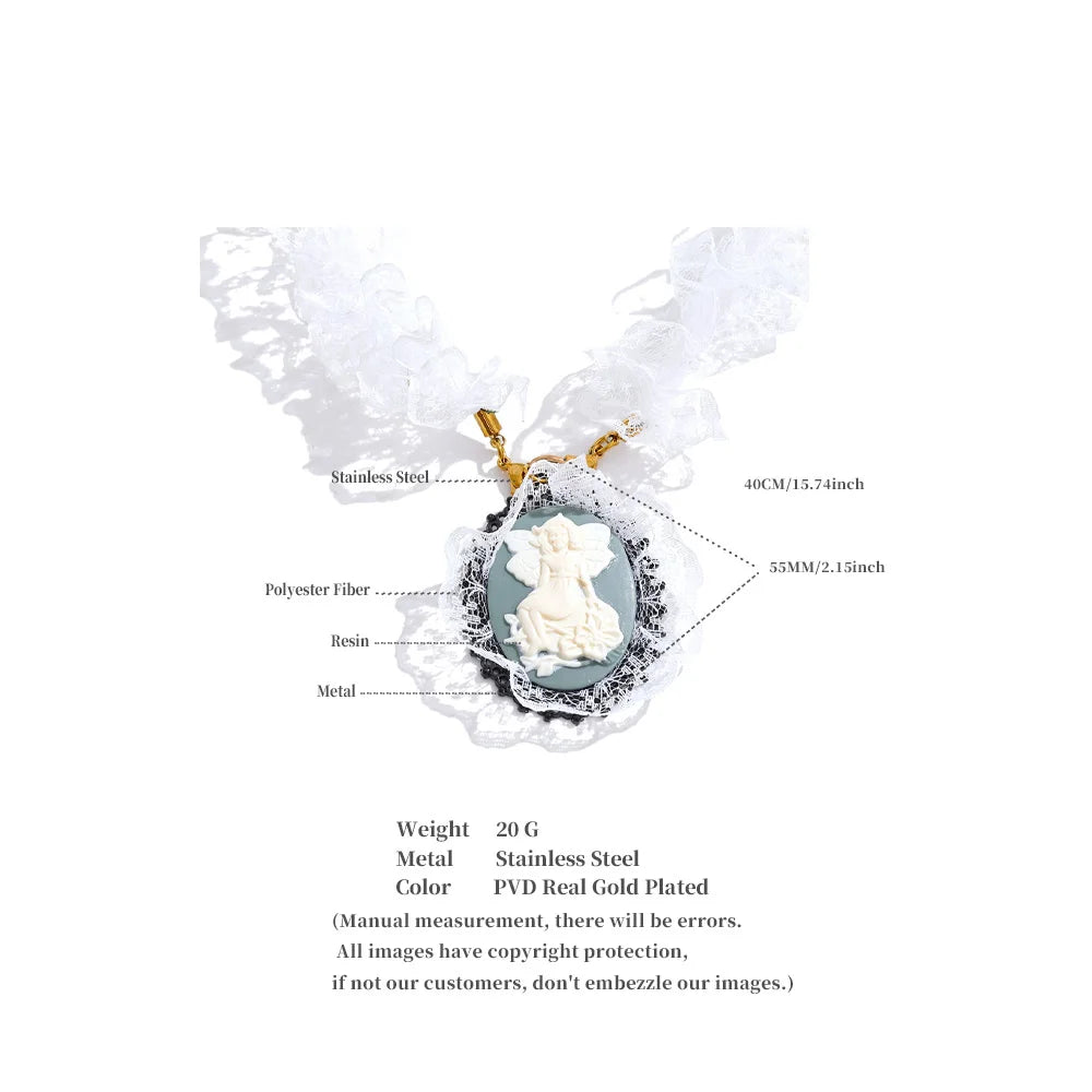 Seraphic Lace Oval Relic Necklace