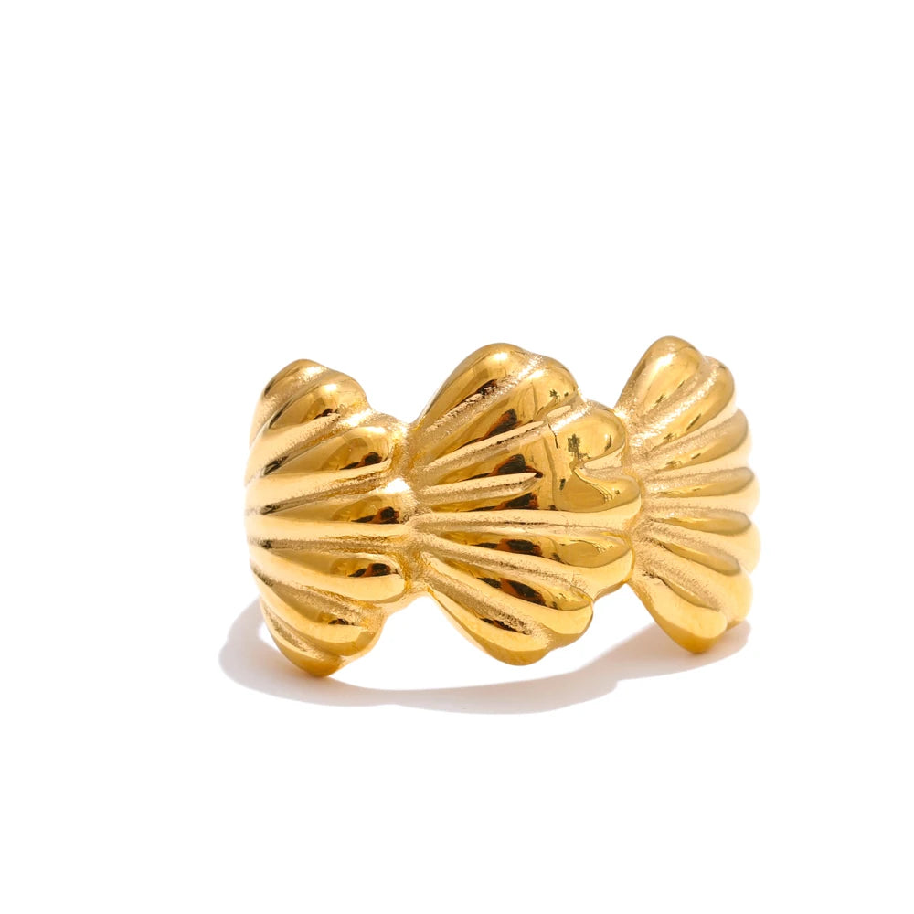 Adjustable Seashell Wave Ring