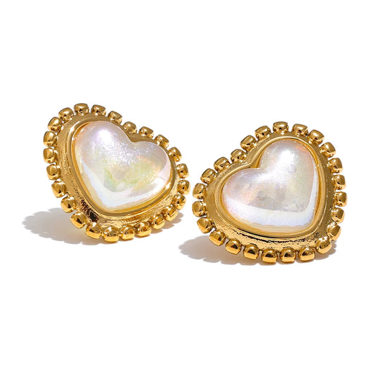 Exquisite Imitation Pearl Heart Love Daily Stud Earrings