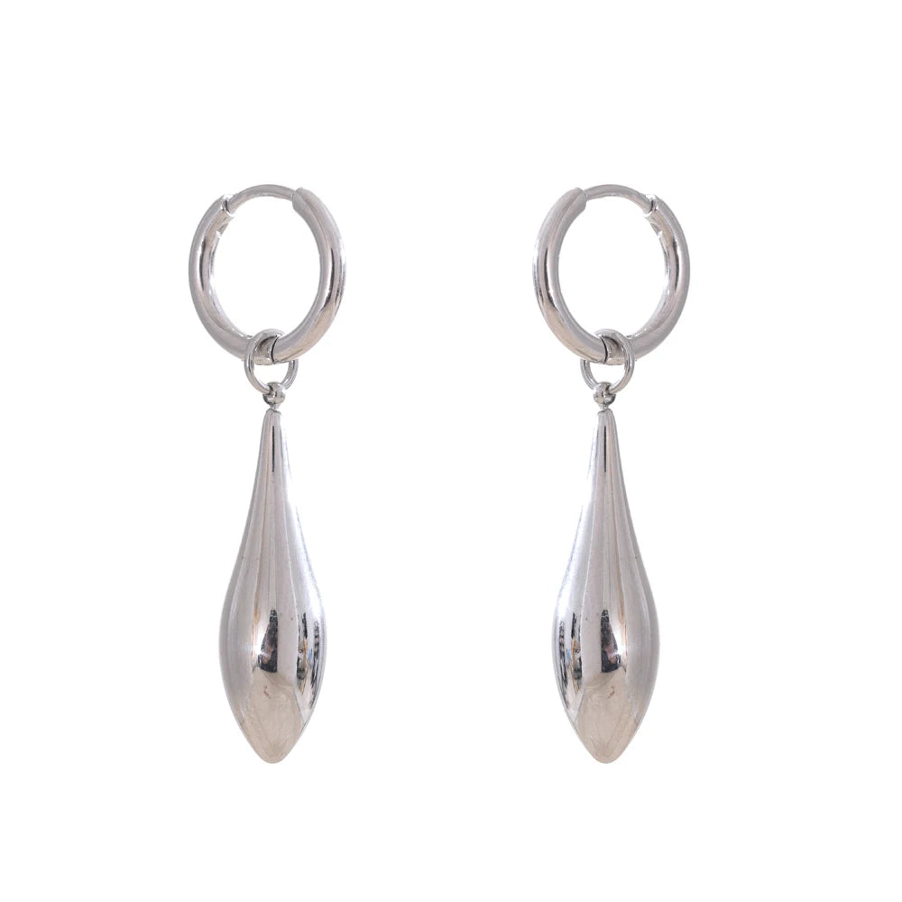 Glossy Water Drop Dangle Hoop Earrings