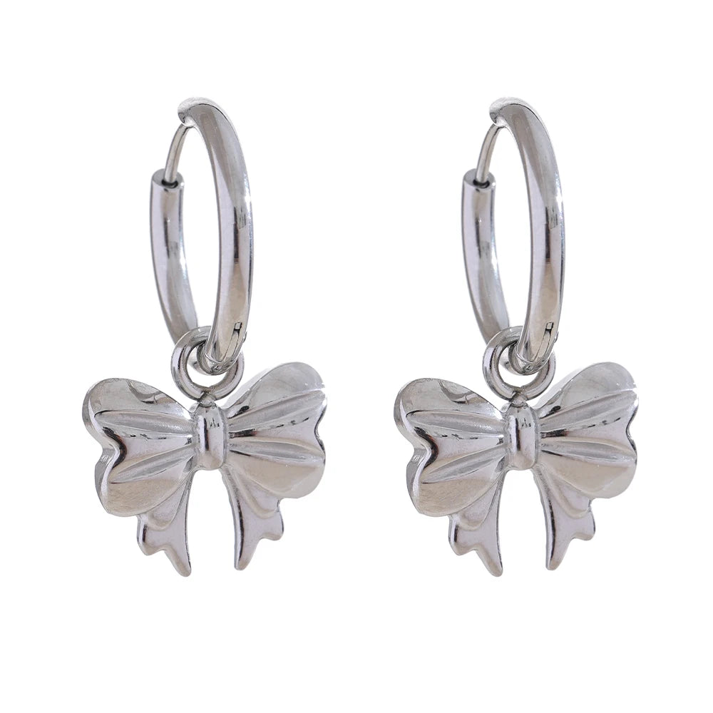 Bow Tie Drop Hoop Earrings