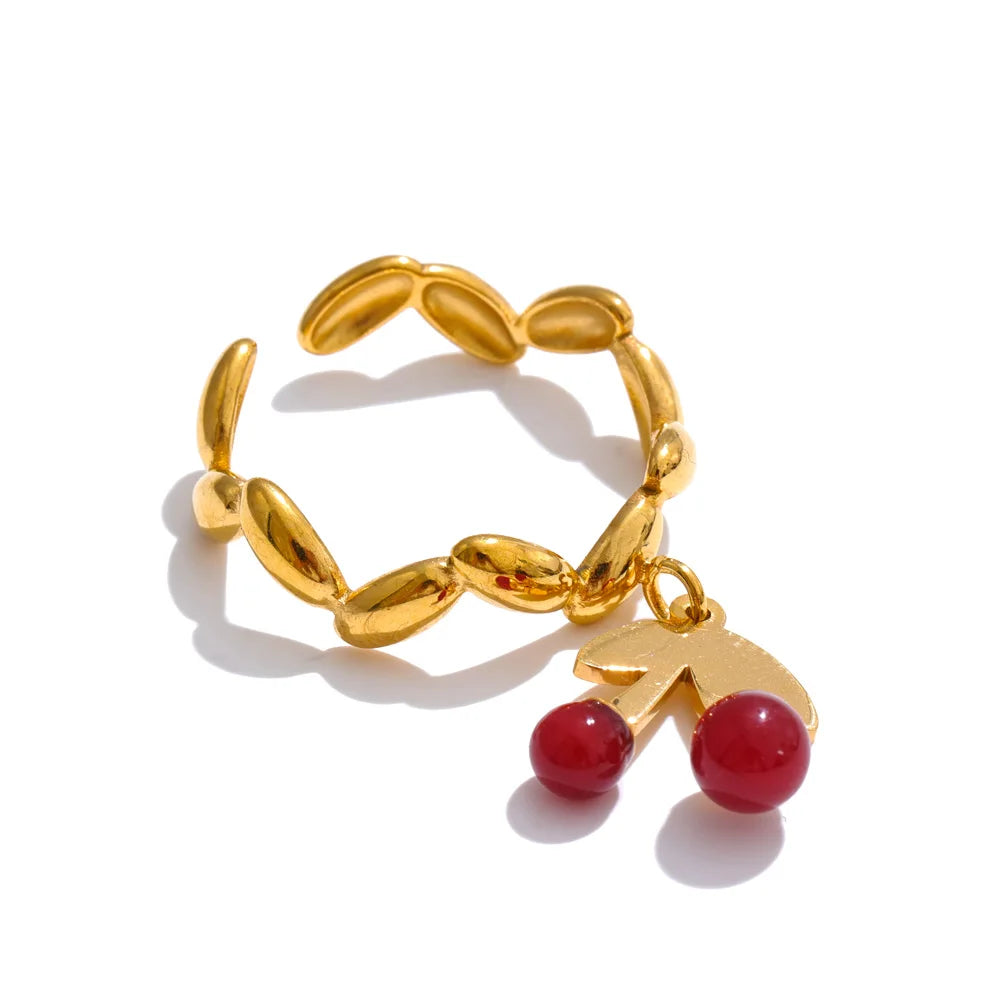 Glossy Cherry Drop Ring