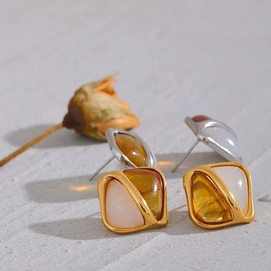 Caramel Haze Square Earrings