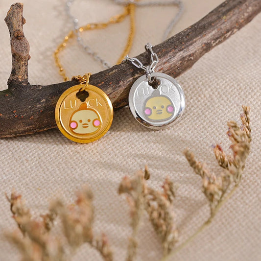 Little Duck Round Pendant Chic Necklace