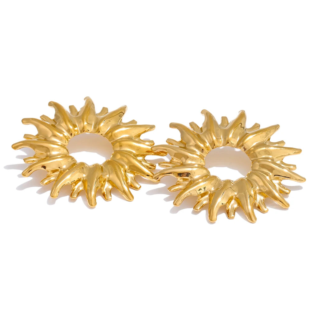 Sun Flower Hollow Stud Earrings