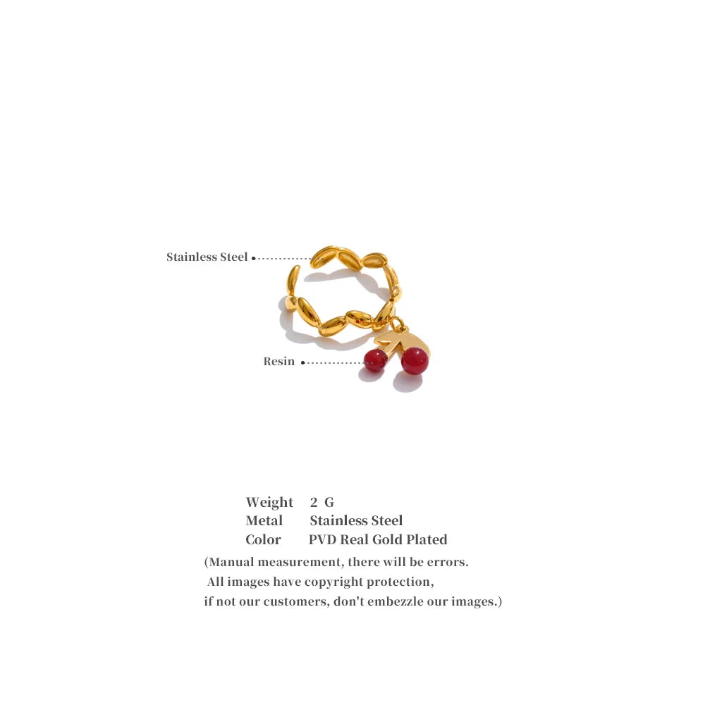 Glossy Cherry Drop Ring