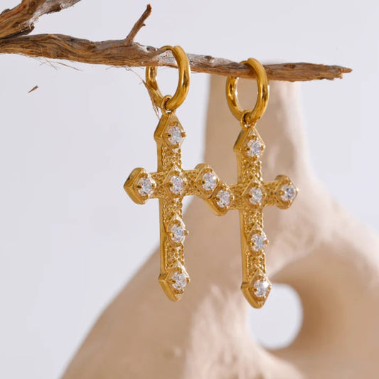 Divine Cross Hoop Earrings